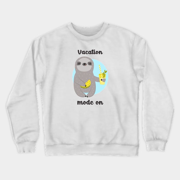 Cute Sloth with a Drink Crewneck Sweatshirt by Photomisak72